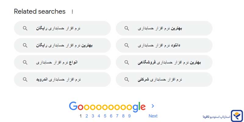 استفاده از Related searches گوگل برای تحقیق کلمات کلیدی